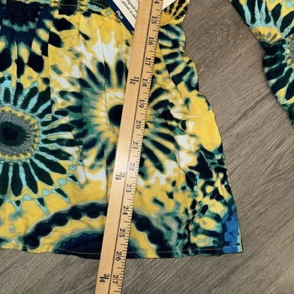 Terra & Sky Womens Boho Tie-Dye Smock Top 1X - Picture 7 of 9